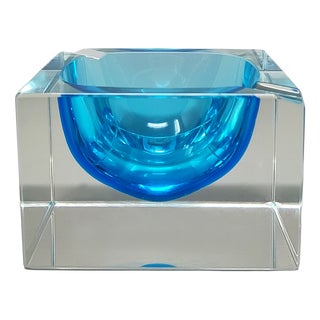 Blue Ashtray by Flavio Poli for Seguso. Italy, 1960s For Sale