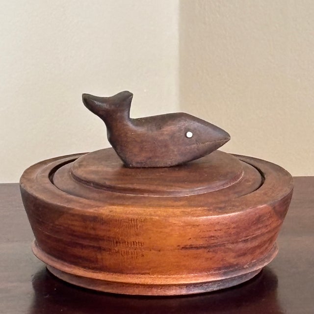 Primitive Turned Wood Trinket Box W/ Nautical Motif For Sale - Image 10 of 18