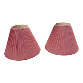 Vintage Pair of Mauve Pleated Empire Lampshades For Sale
