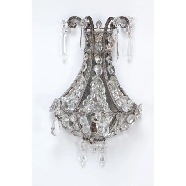 1940s A Pair of Crystal Wall Sconces in the Manner of Jansen Circa 1940 For Sale - Image 5 of 7