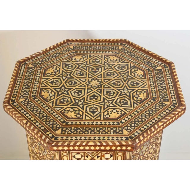 Moorish Handcrafted Octagonal Pedestal Table Inlaid with Mosaic Marquetry For Sale - Image 10 of 13