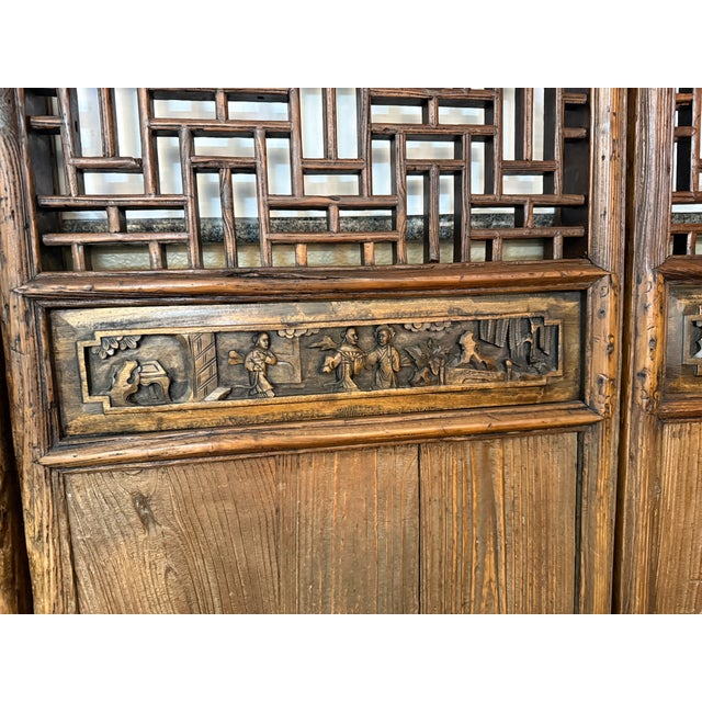 Chinese Carved Wood Folding Screen, Antique For Sale - Image 17 of 18