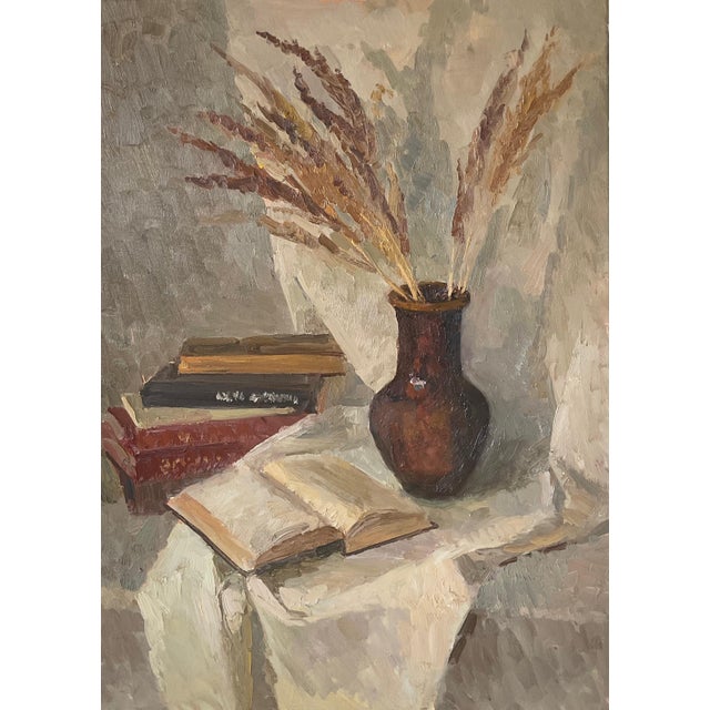 Along With Autumn Original Impressionistic Oil Painting Still Life by Anna Novick For Sale