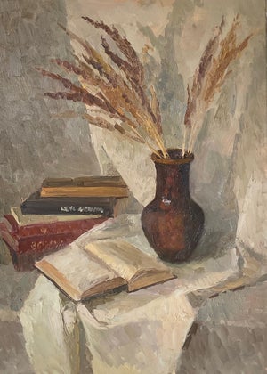 Along With Autumn Original Impressionistic Oil Painting Still Life by Anna Novick