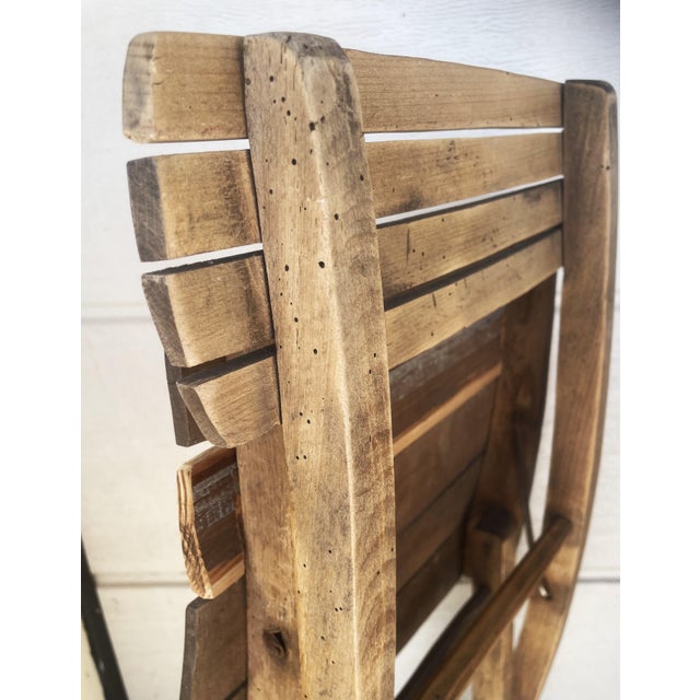 Rustic Folding Wooden Chair 1950s For Sale - Image 9 of 16