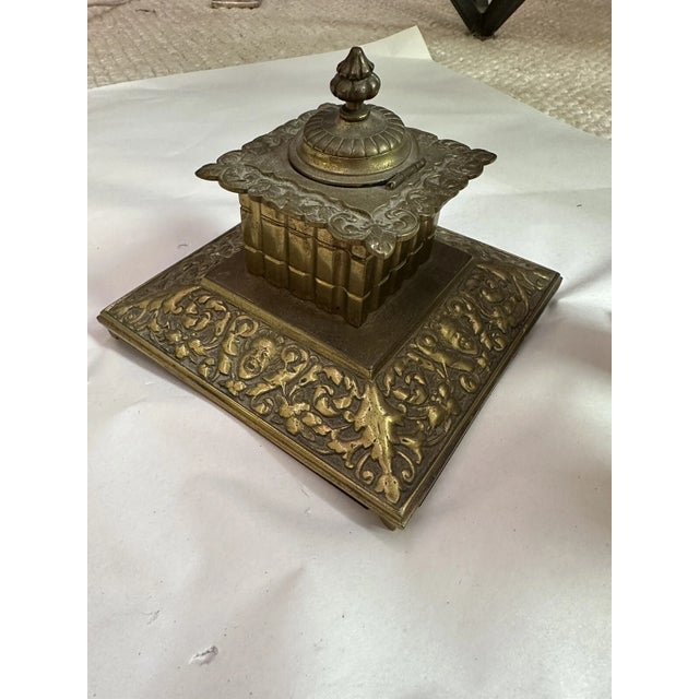 Late 19th Century Antique English Brass Inkwell For Sale - Image 5 of 6