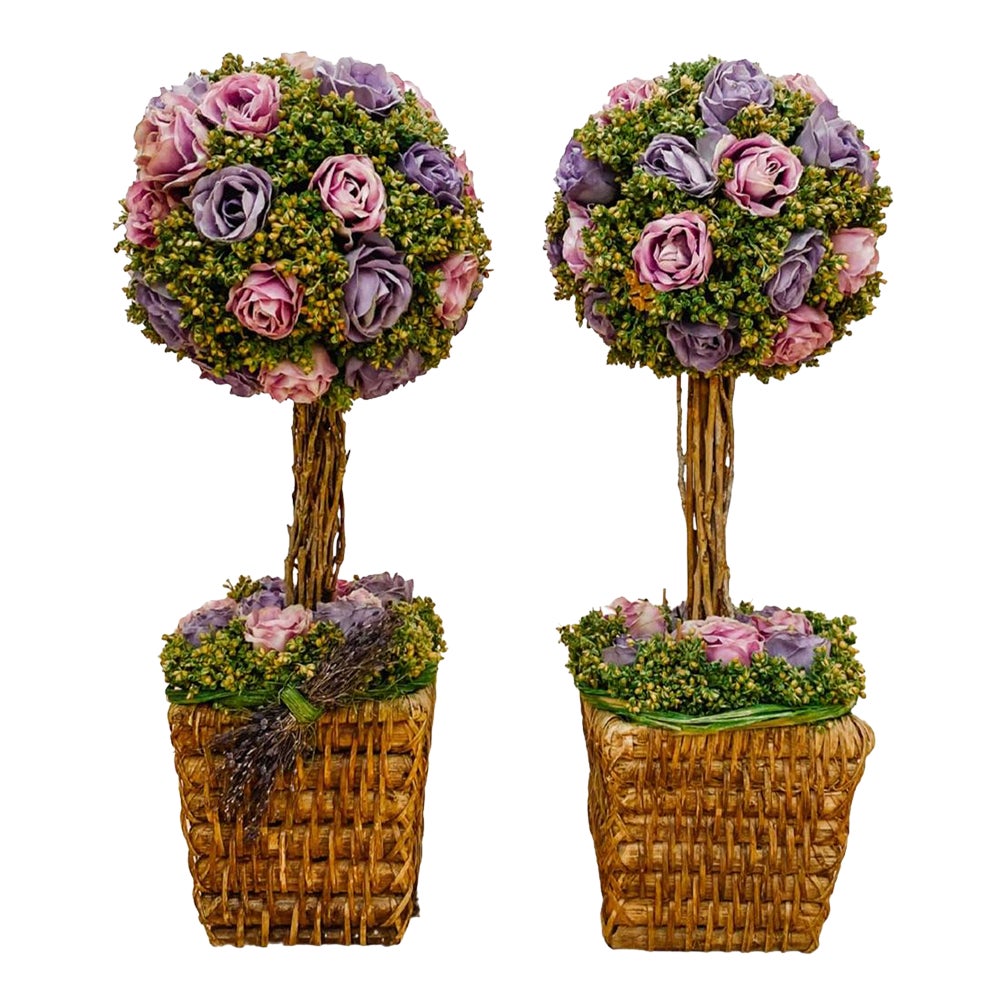 Vintage Wicker Rose Bush Topiaries a Pair Chairish