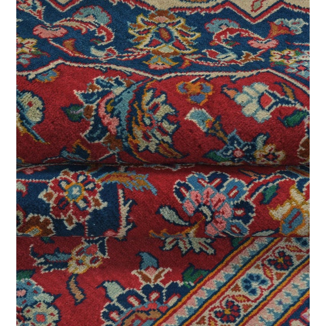 Blue Mansour Original Handmade Persian Kashan Rug For Sale - Image 8 of 12