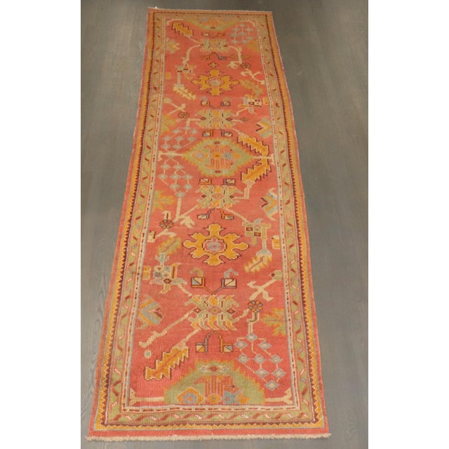 Antique Zabihi Collection Colorful Turkish Oushak Runner - 3'2" x 11'9" For Sale In New York - Image 6 of 7