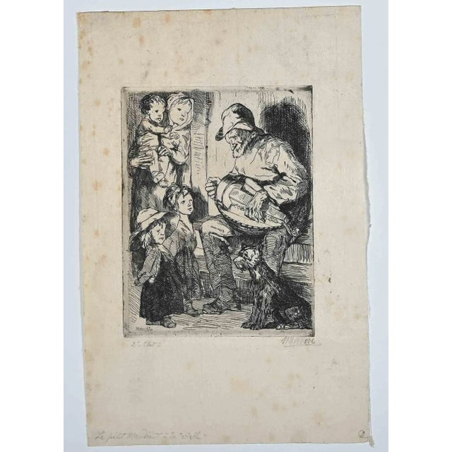 Bernard Naudin, The Little Beggar, Original Etching, Early 20th-Century For Sale - Image 3 of 3