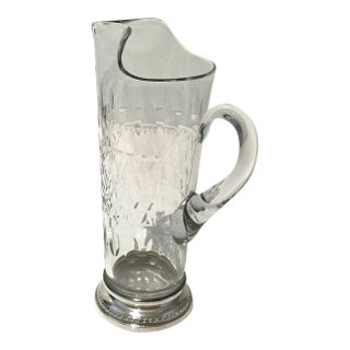 Glass and Sterling Sliver Pitcher English Hallmarks For Sale