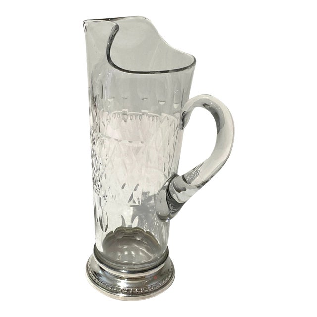 Glass and Sterling Sliver Pitcher English Hallmarks For Sale