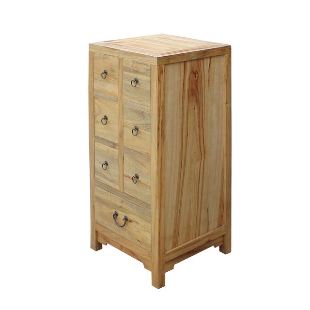 Chinese Raw Wood 7 Drawers Side Table Cabine Chairish