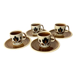 Kimono Coffee Service of Cups and Saucers from Boch La Louviere, Belgium, 1960s, Set of 5 For Sale