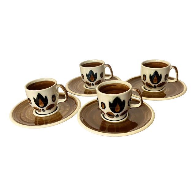 Kimono Coffee Service of Cups and Saucers from Boch La Louviere, Belgium, 1960s, Set of 5 For Sale