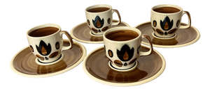 Kimono Coffee Service of Cups and Saucers from Boch La Louviere, Belgium, 1960s, Set of 8