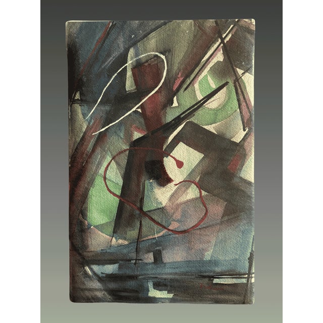 Frantisek Foltyn, Abstract Composition, Gouache, 1950s For Sale - Image 3 of 3