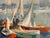Mid-Century Modern 1960s Oil on Canvas “Dock Time” Artist Signed Carol Sideman For Sale - Image 3 of 5