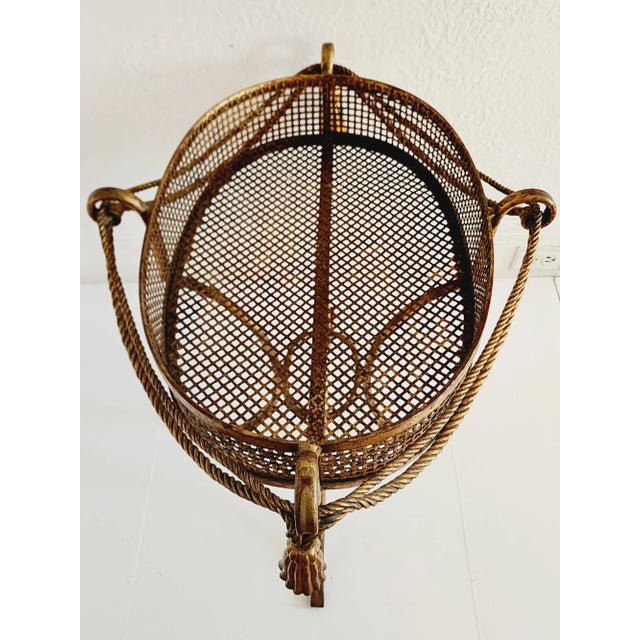 Gold Vintage Hollywood Regency Style Gilt Iron Plant Stand For Sale - Image 8 of 9