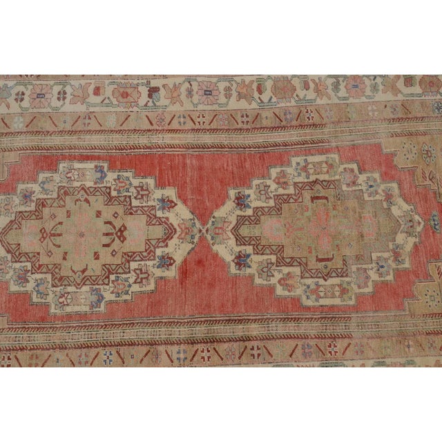 Vintage Handwoven Oushak With Faded Botanical Medallion Rug For Sale - Image 4 of 10