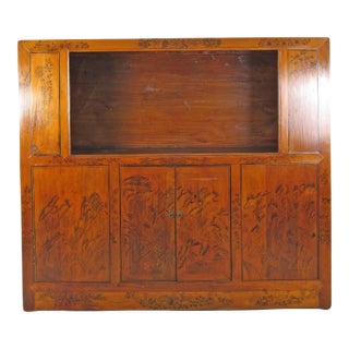 Hand Painted Chinese Antique Display Cabinet – 59 Inches Tall, Hand-Painted Design For Sale