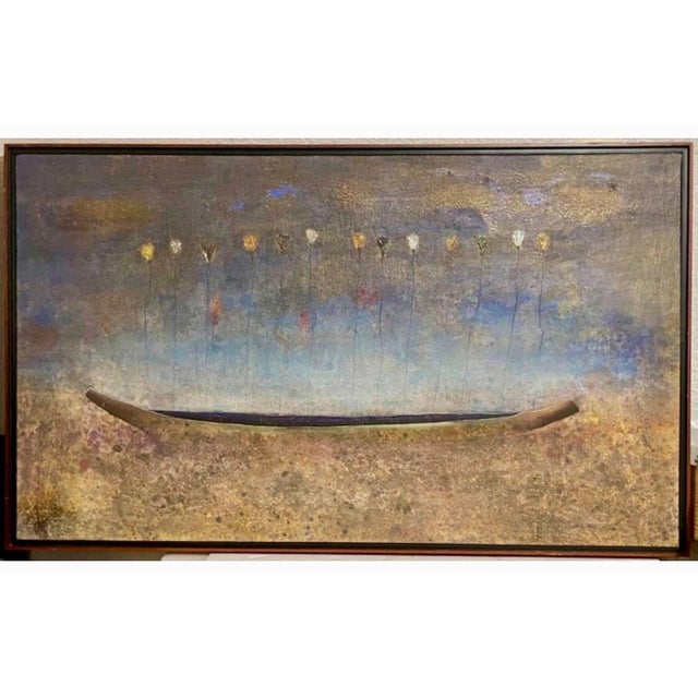 Contemporary Eduardo Azuaje, Eduardo Azuaje Venezuelan Oil Painting Tropical Azul Latin American Modernism For Sale - Image 3 of 10