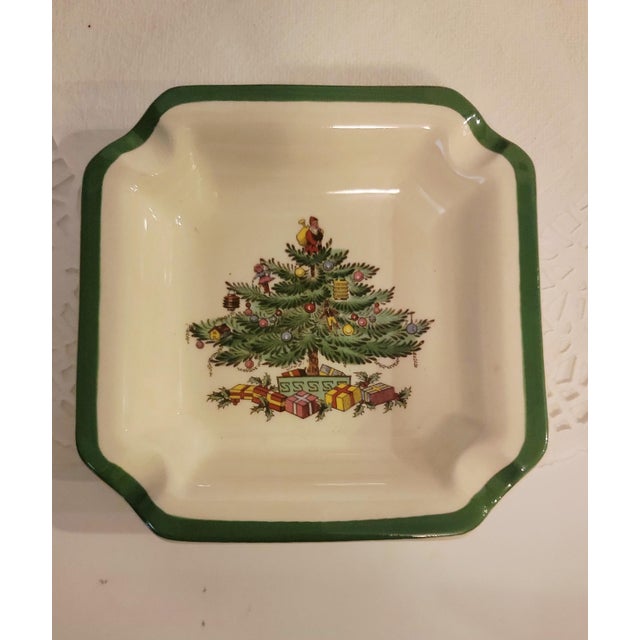 Vintage Spode Christmas Tree Ashtray/Catchall/Trinket Dish Made in England Fine Bone China Holiday Tableware, New-Old Stock in Original Box For Sale In Jacksonville, FL - Image 6 of 10