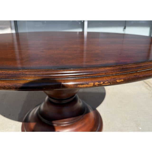 7 Piece 5ft Round Dining Set With Coral Upholstery For Sale - Image 12 of 18