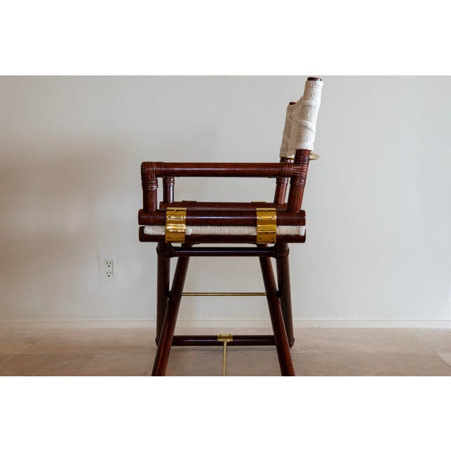 1970s 1970s McGuire Director's X-Chair in Off-White Textured Cotton For Sale - Image 5 of 12
