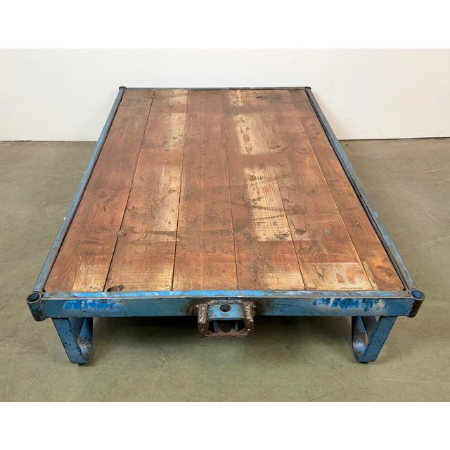 Large Industrial Blue Coffee Table Cart, 1960s For Sale - Image 14 of 16