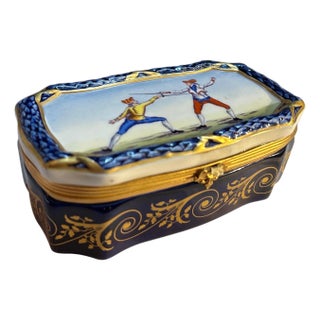 A 19th Century Sevres Hand Painted Hinged Box For Sale