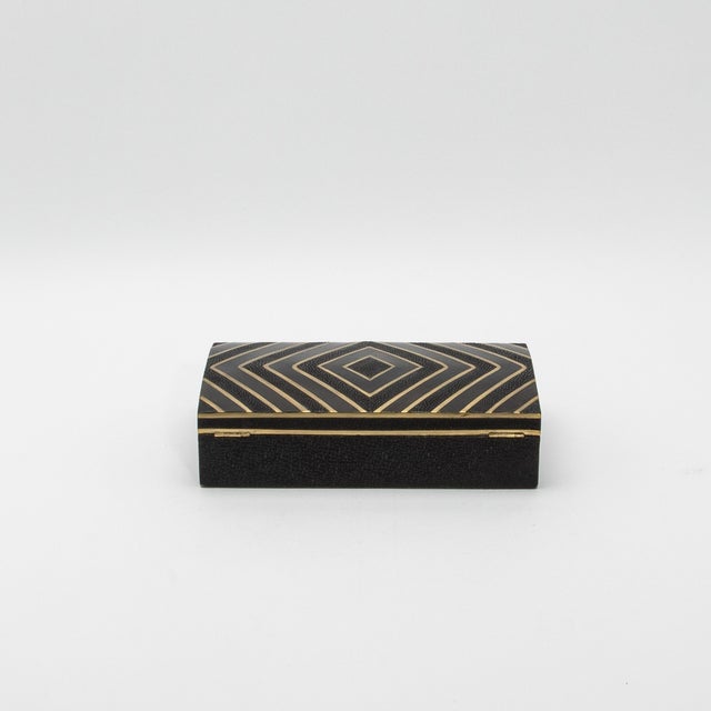 2020s Set of 3 Boxes in Black Oak With Black Shell, Shagreen and Brass Details by R&y Augousti For Sale - Image 5 of 12