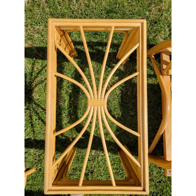 Mid-Century Modern 1960s Rattan and Glass Side Table For Sale - Image 3 of 6