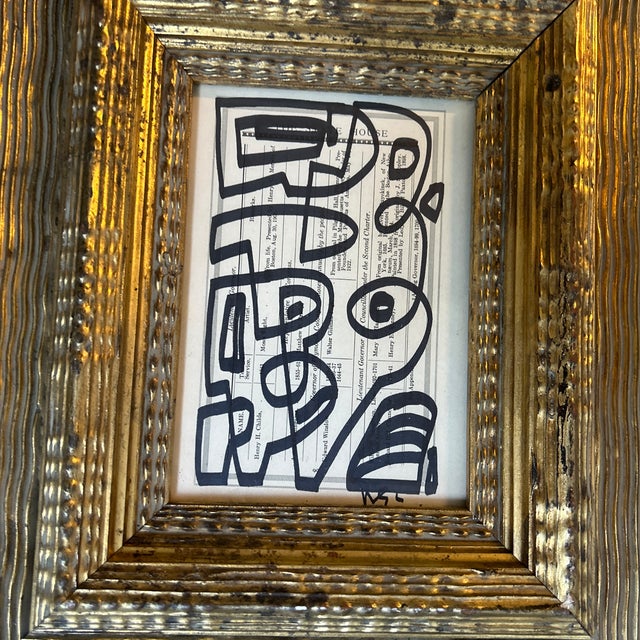 Contemporary original marker drawing by Wayne Cunningham. Measures 5x7 / 12.5x14.5 framed. Check out my shop Robins Egg...