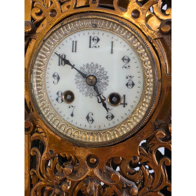 Tiffany and Co. Tiffany & Co Paris Gilded Bronze Mantle Clock For Sale - Image 4 of 12