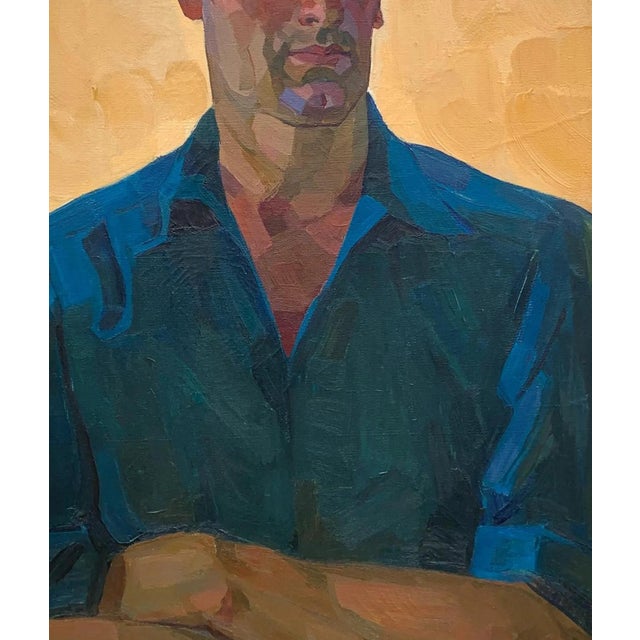 Soviet Era Oil Painting: Ukrainian Socialist Realism Portrait 114-98 For Sale - Image 6 of 6