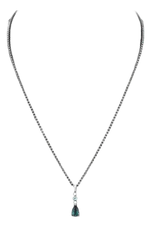 14k Topaz Diamond Pendant on Silver Necklace