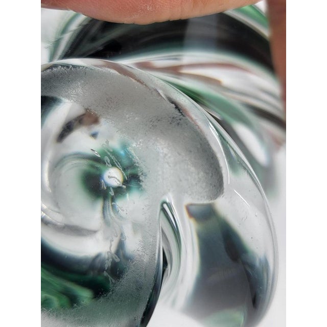 Forest Green Vintage Vase in Green Blown Glass in an Ovoid Shape from Val Saint Lambert, Belgium For Sale - Image 8 of 10