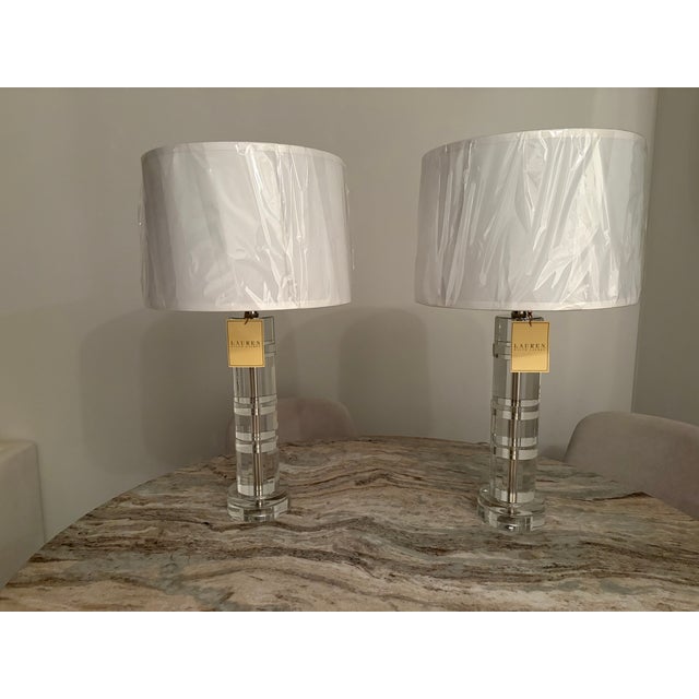 Glass Ralph Lauren Farrah Crystal Column Table Lamps - A Pair For Sale - Image 7 of 15