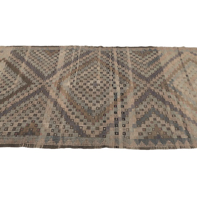 Mid 20th Century Embroidered Vintage Turkish Kilim Rug For Sale - Image 4 of 7