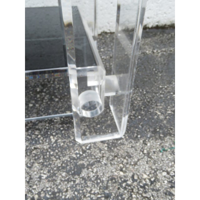 Lucite Two Tier Smoke Glass Top Bar Buffet Server Tea Coffee Cart 6098 For Sale In Miami - Image 6 of 18