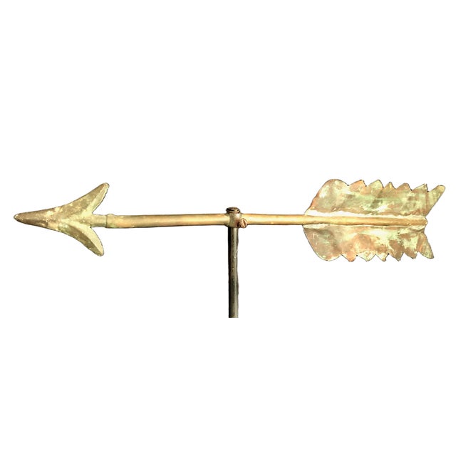 On offer is a vintage American folk-art arrow weathervane, currently mounted on a modern display rod and block base as an...