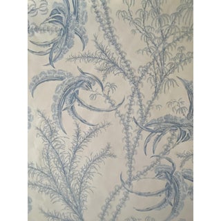 Schumacher Ocean Toile Fabric in Delft 5 7/8 Yards Cotton For Sale