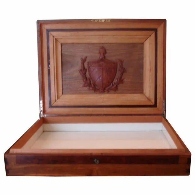 Treasure Wood Cigar Humidor Coat of Arms- Circa 1940 For Sale - Image 9 of 9