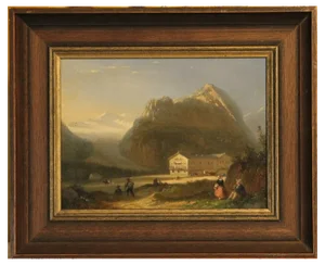 Pieter Frederik Van Os, Mountain Resort, Oil Painting, 19th Century, Framed