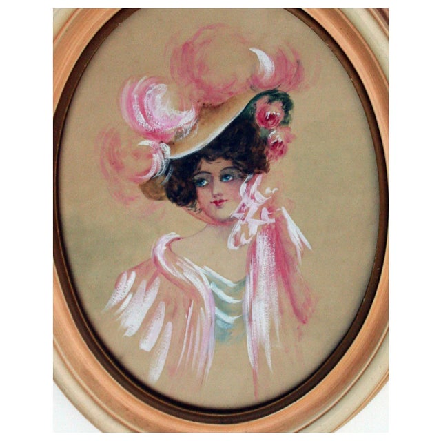 Gibson Girls Watercolor Portraits 1920s Fashion Illustrations- Set of 2, by Charles Hollman For Sale In Monterey, CA - Image 6 of 13