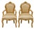 French Louis XV Style Gold Leaf Tufted Armchair – Cream Upholstered Accent Chair For Sale