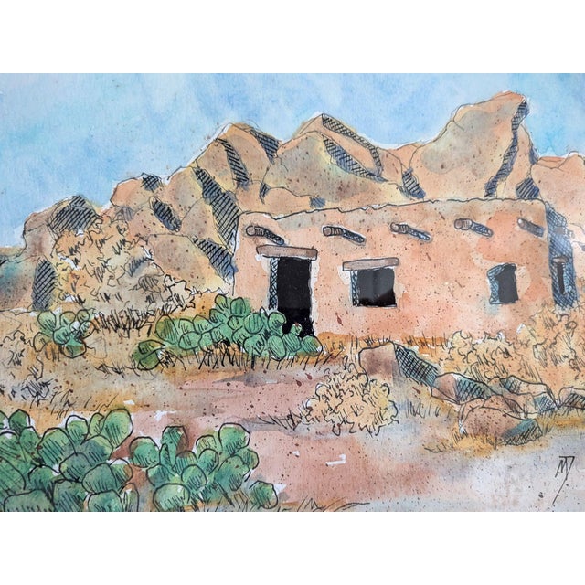 Adobe No. 2 is the second of a series of three original pen and ink drawings on watercolor created by Mikel Davison. These...