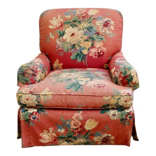 Late 20th Century Lee Industries English Arm Chair in Floral Chintz For Sale