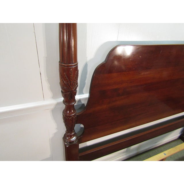 Knob Creek Solid Cherry Queen Size Rice Carved Poster Bed For Sale - Image 6 of 8